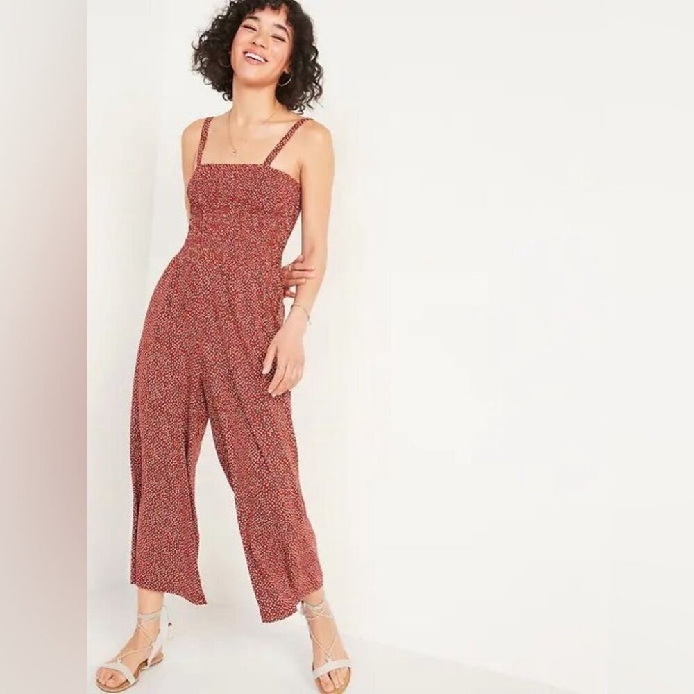 Red and White Polka Dot Calf Length Romper